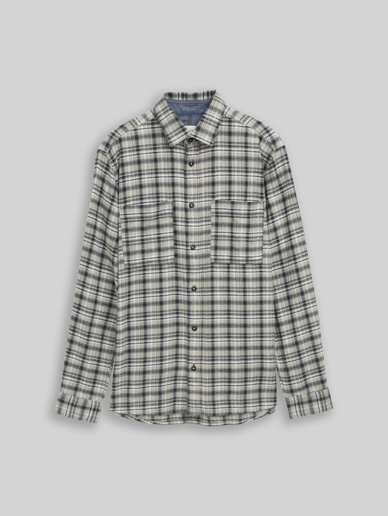Tom Tailor Comfort Fit Flanell-Hemd mit Karomuster - Mint Based White Blue Check