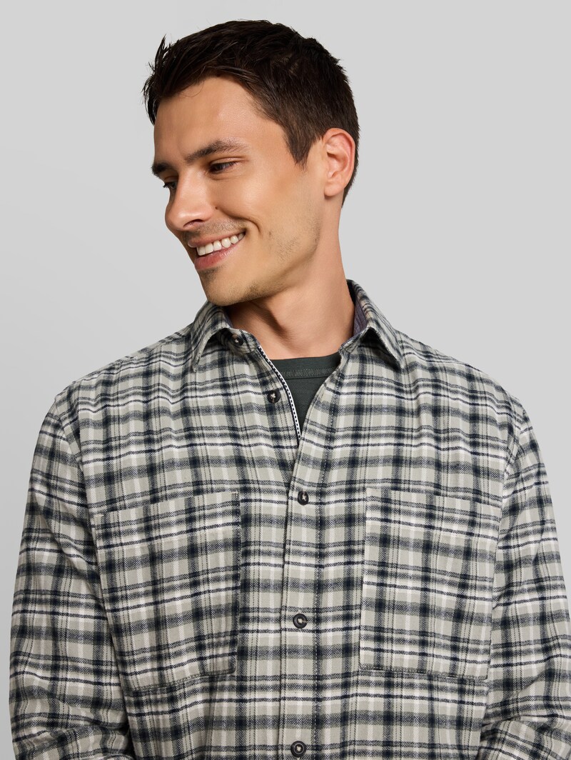 Tom Tailor Comfort Fit Flanell-Hemd mit Karomuster - Mint Based White Blue Check