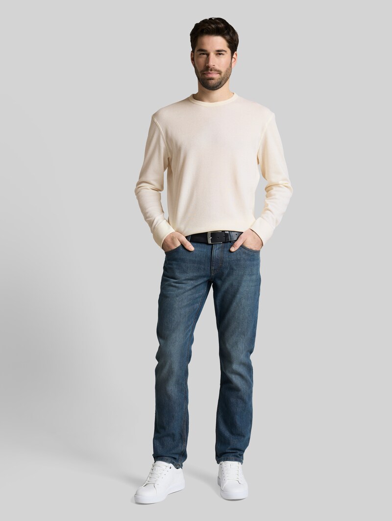 Tom Tailor Langarmshirt mit Waffelstruktur - Gardenia White