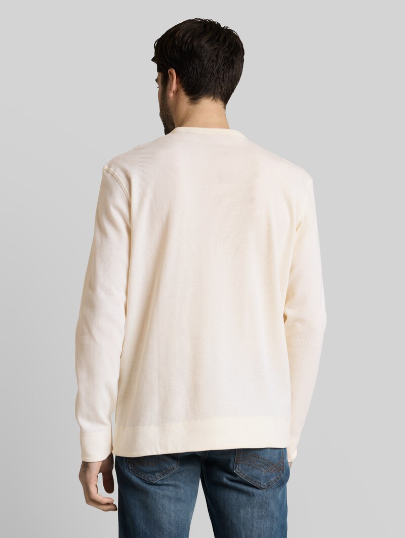 Tom Tailor Langarmshirt mit Waffelstruktur - Gardenia White