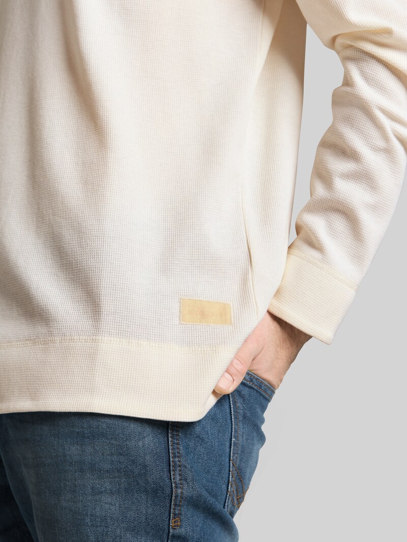 Tom Tailor Langarmshirt mit Waffelstruktur - Gardenia White