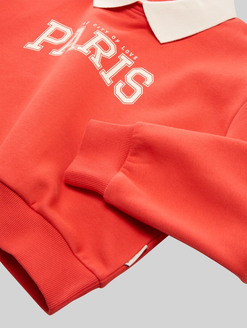Tom Tailor Cropped Sweatshirt mit Kragen - Plain Red