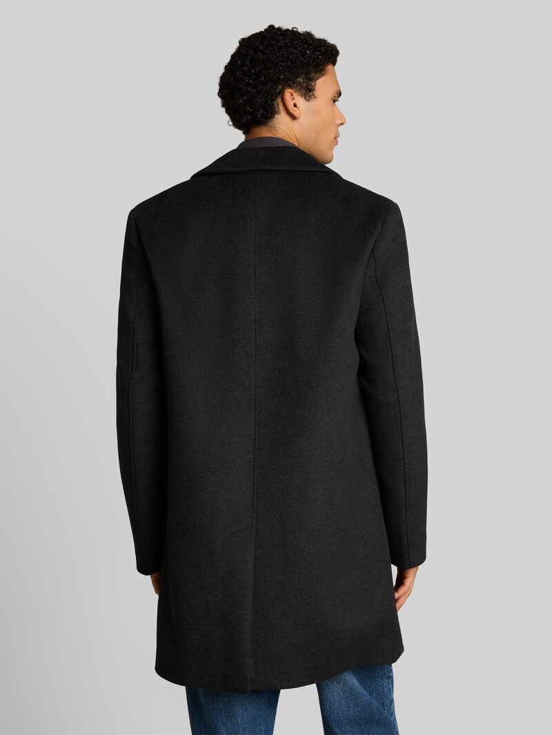Tom Tailor Relaxed Fit Wollmantel mit Reverskragen - Dark Grey Melange Twill