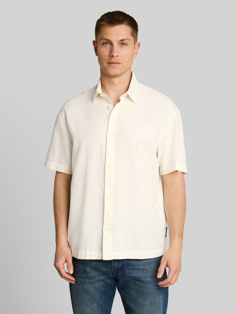 Tom Tailor Loose Fit Kurzarmhemd aus Baumwolle - Wool White Tom Tailor Loose Fit Kurzarmhemd aus Baumwolle - Wool White