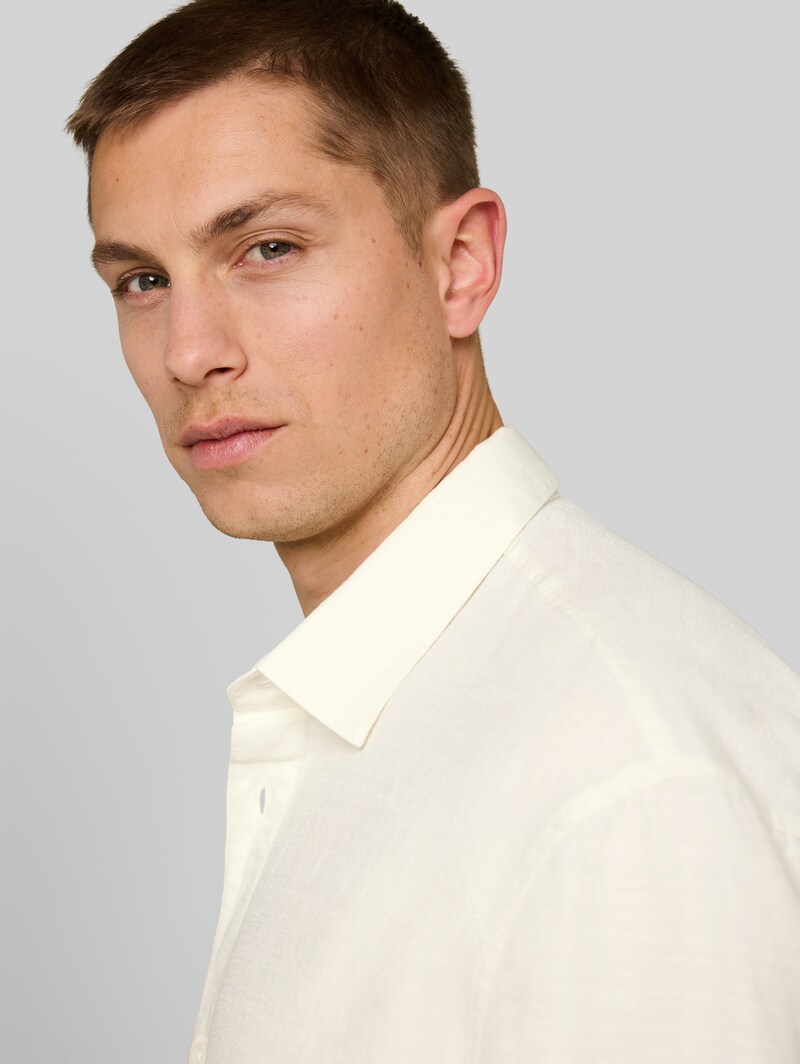 Tom Tailor Loose Fit Kurzarmhemd aus Baumwolle - Wool White