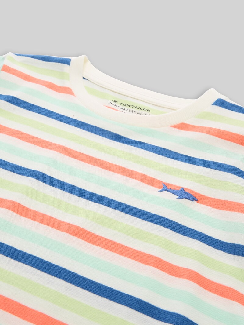 Tom Tailor T-Shirt mit Streifenmuster - Small Multicolor Stripe