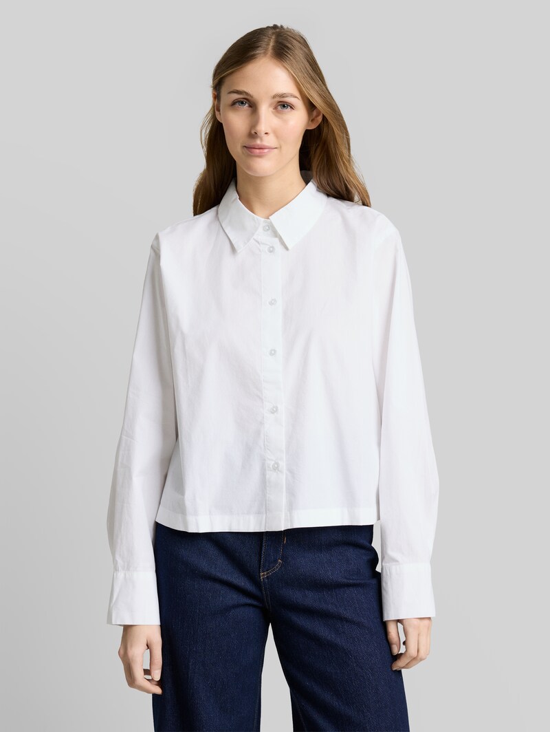 Tom Tailor Boxy Fit Hemdbluse aus Baumwolle - White Tom Tailor Boxy Fit Hemdbluse aus Baumwolle - White