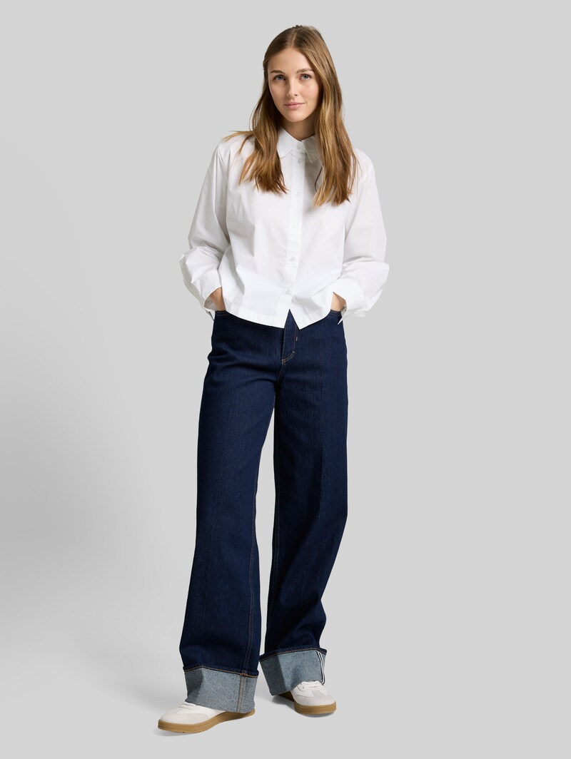 Tom Tailor Boxy Fit Hemdbluse aus Baumwolle - White