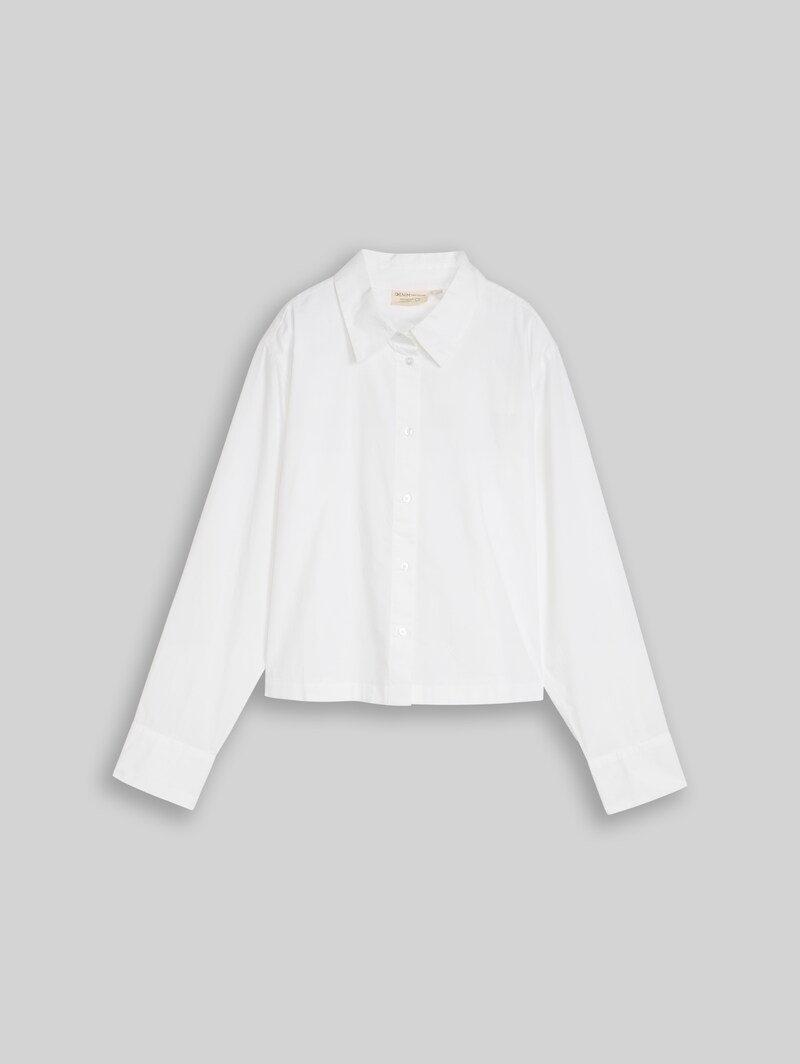 Tom Tailor Boxy Fit Hemdbluse aus Baumwolle - White