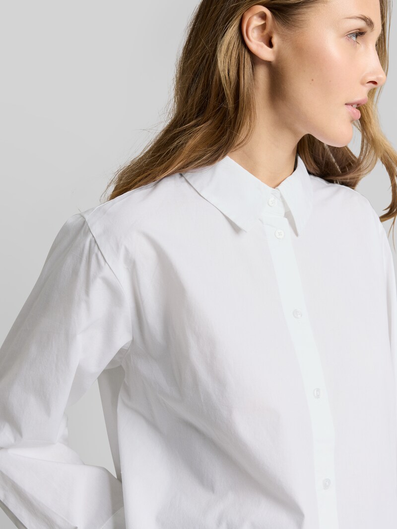 Tom Tailor Boxy Fit Hemdbluse aus Baumwolle - White