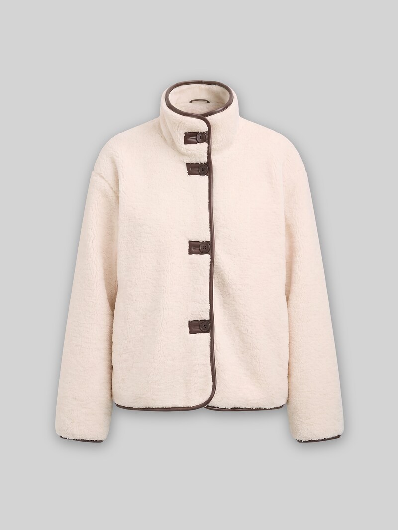 Tom Tailor Teddy Jacke mit Taschen - Light Cream Beige