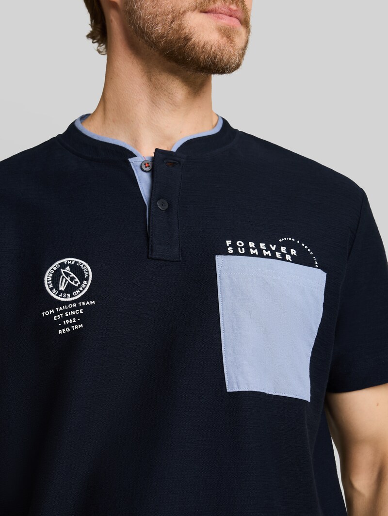 Tom Tailor Poloshirt mit Brusttasche - Sky Captain Blue