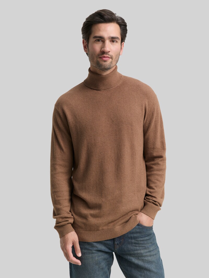 Tom Tailor Rollkragenpullover mit Kaschmir-Anteil - Dark Taupe Melange