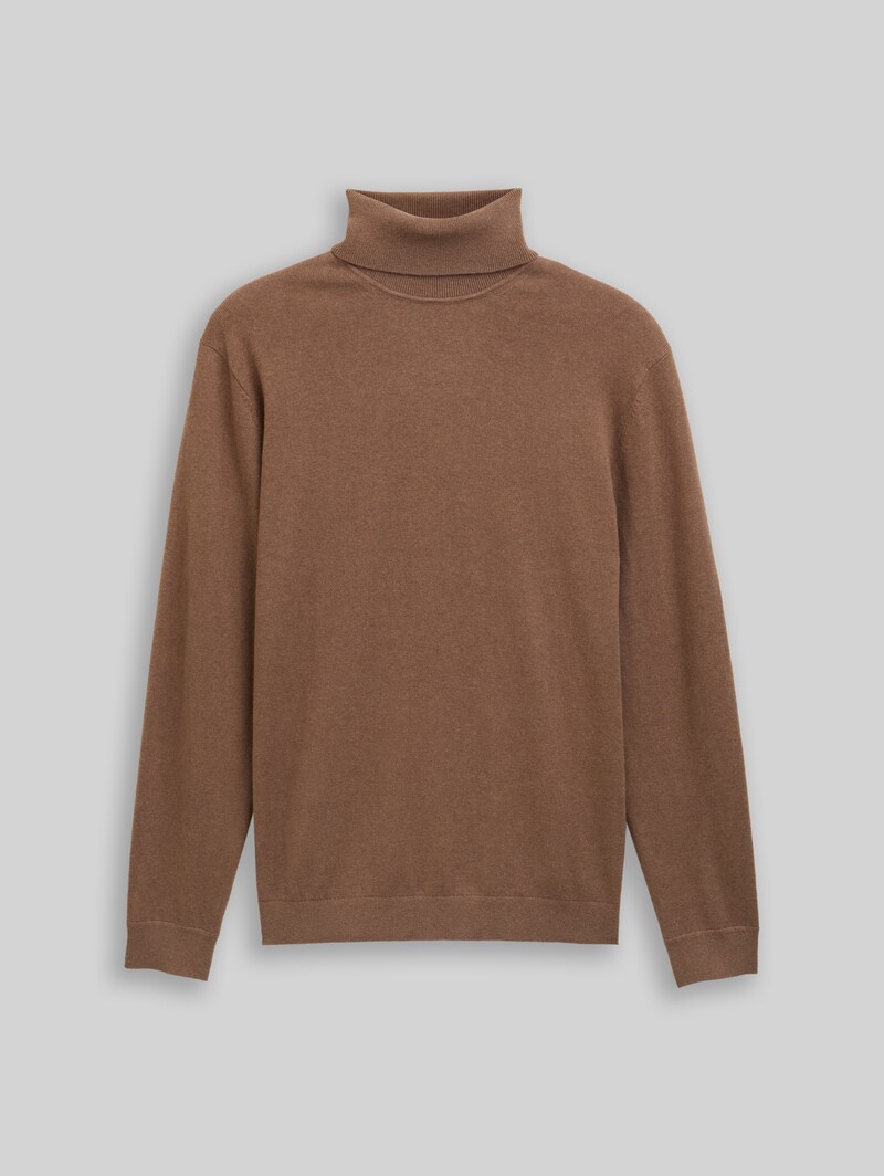 Tom Tailor Rollkragenpullover mit Kaschmir-Anteil - Dark Taupe Melange