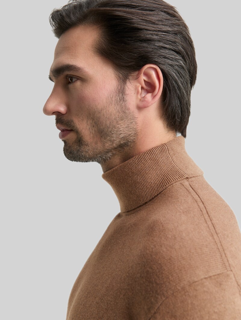 Tom Tailor Rollkragenpullover mit Kaschmir-Anteil - Dark Taupe Melange