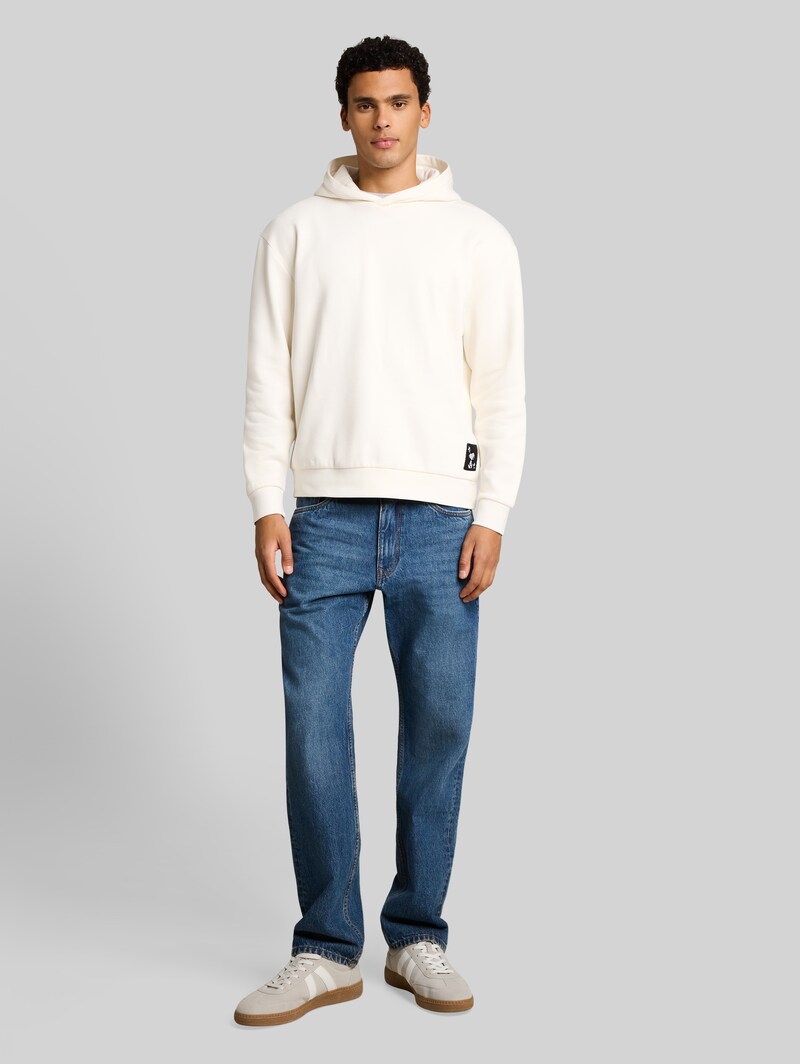Tom Tailor Relaxed Fit Hoodie Sweatshirt mit Snoopy-Rückenprint - Gardenia White