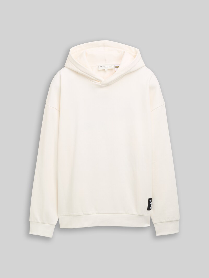 Tom Tailor Relaxed Fit Hoodie Sweatshirt mit Snoopy-Rückenprint - Gardenia White