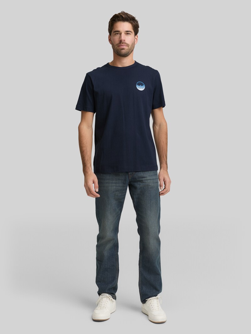Tom Tailor T-Shirt mit Print - Sky Captain Blue