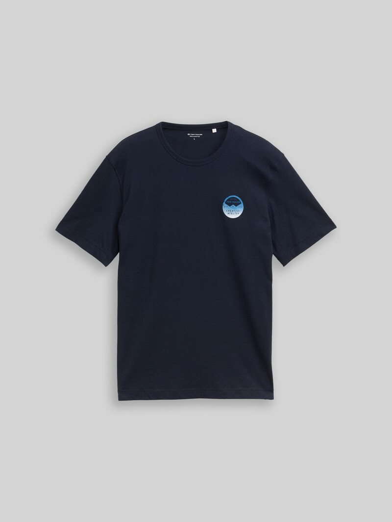 Tom Tailor T-Shirt mit Print - Sky Captain Blue
