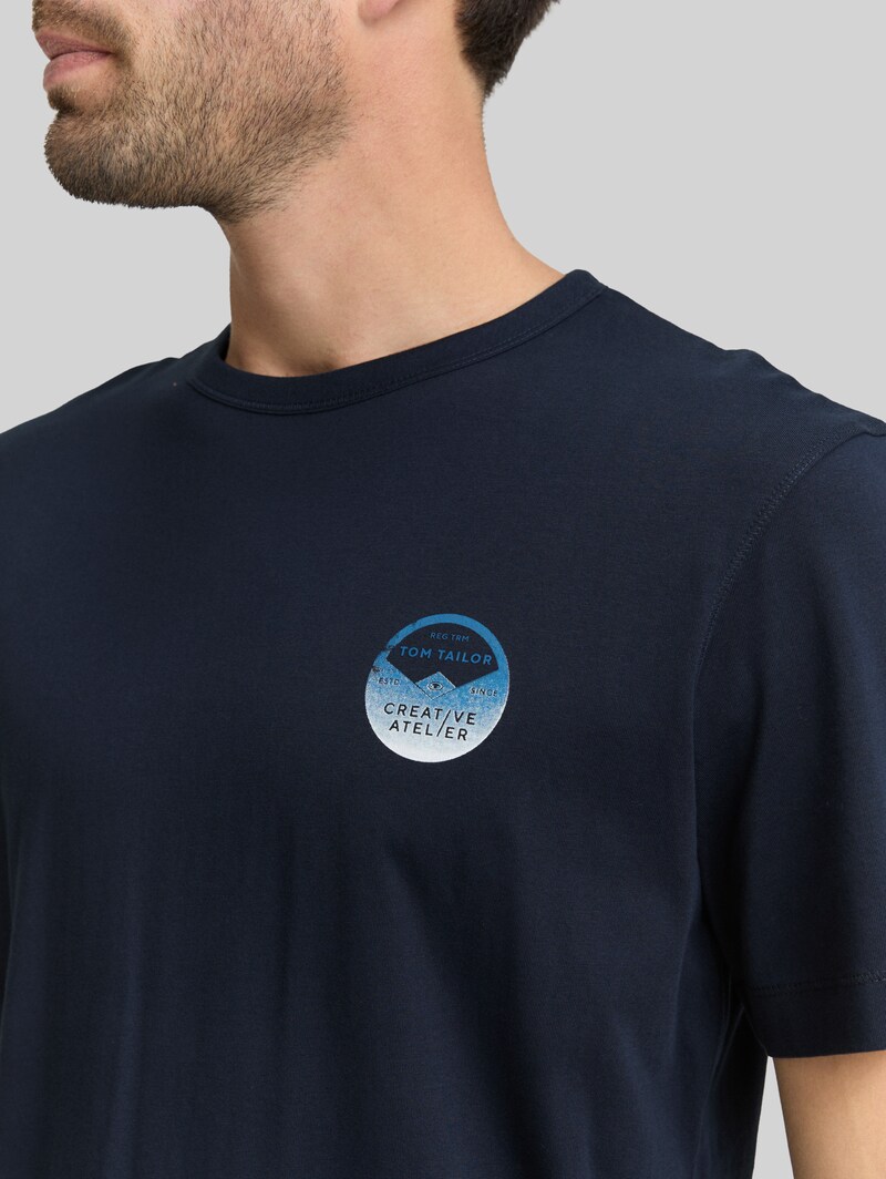 Tom Tailor T-Shirt mit Print - Sky Captain Blue