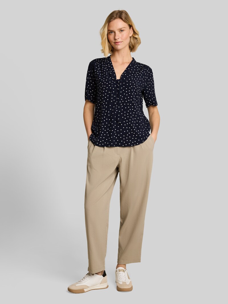 Tom Tailor Bluse mit Punktemuster - Navy White Small Dot Design