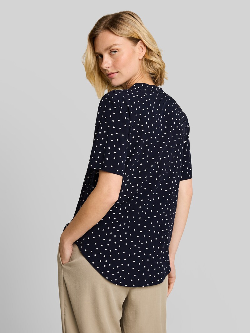 Tom Tailor Bluse mit Punktemuster - Navy White Small Dot Design