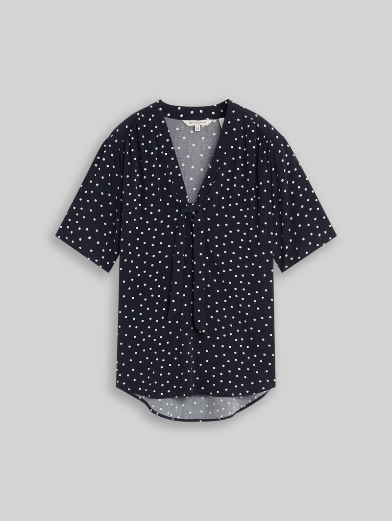 Tom Tailor Bluse mit Punktemuster - Navy White Small Dot Design