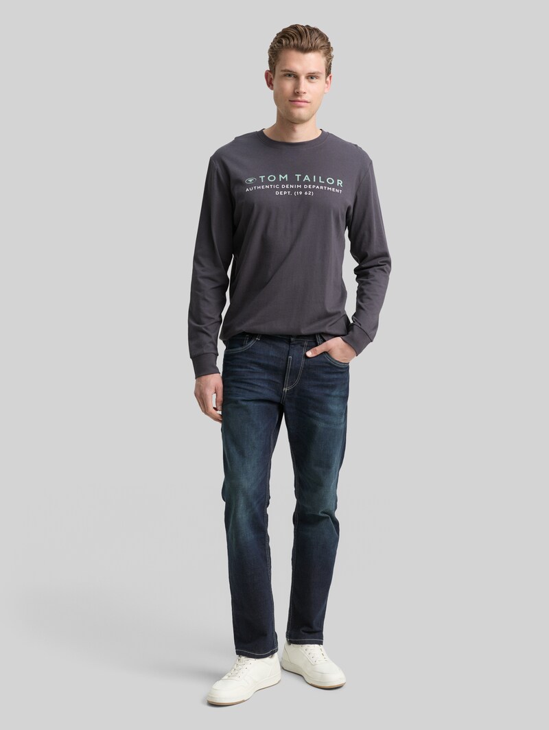 Tom Tailor Langarmshirt mit Logo-Print - Tarmac Grey