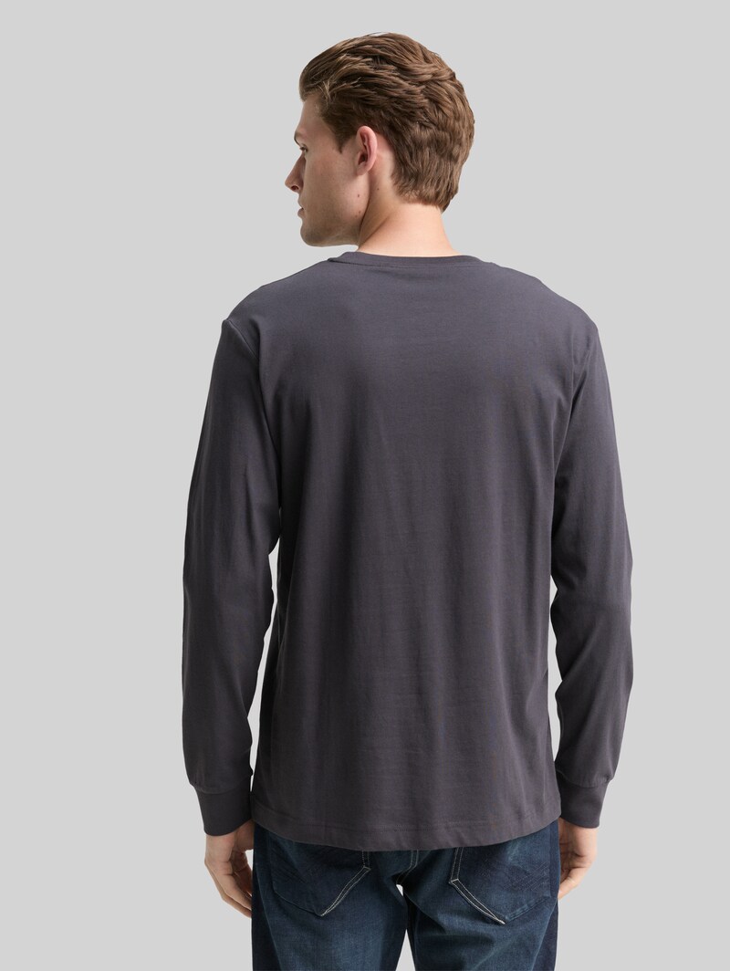 Tom Tailor Langarmshirt mit Logo-Print - Tarmac Grey
