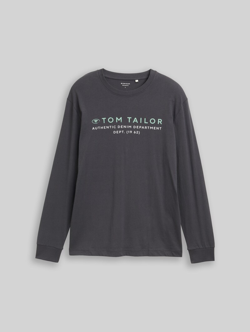 Tom Tailor Langarmshirt mit Logo-Print - Tarmac Grey