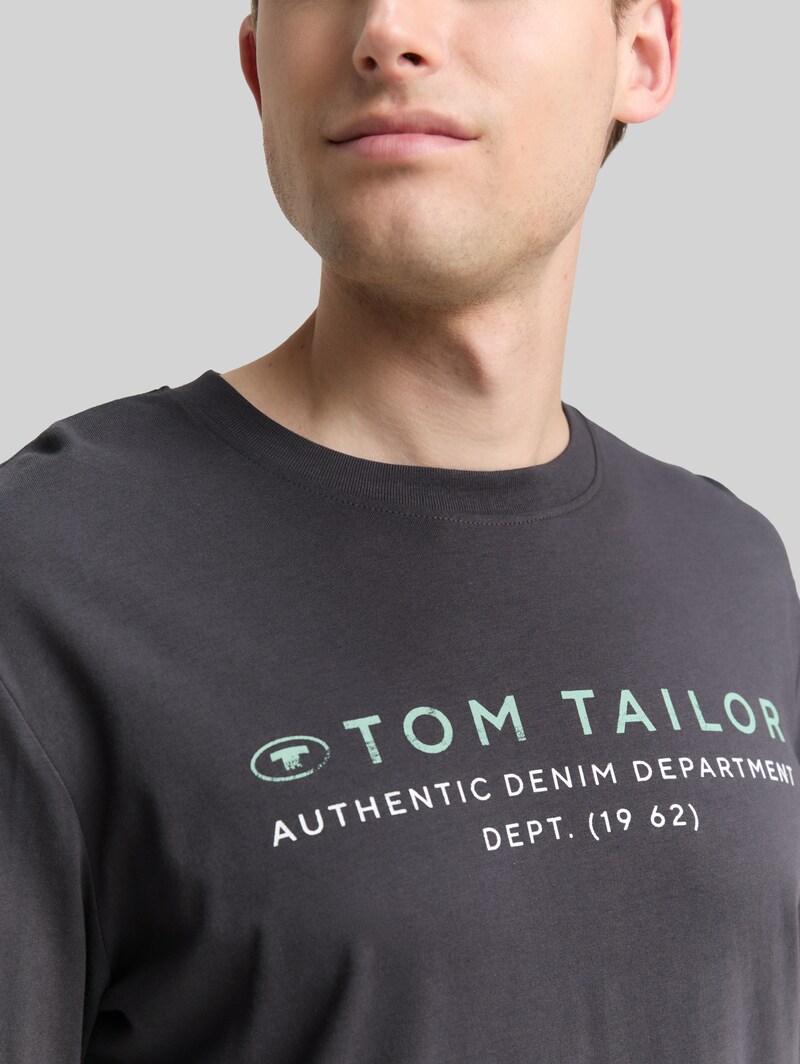 Tom Tailor Langarmshirt mit Logo-Print - Tarmac Grey