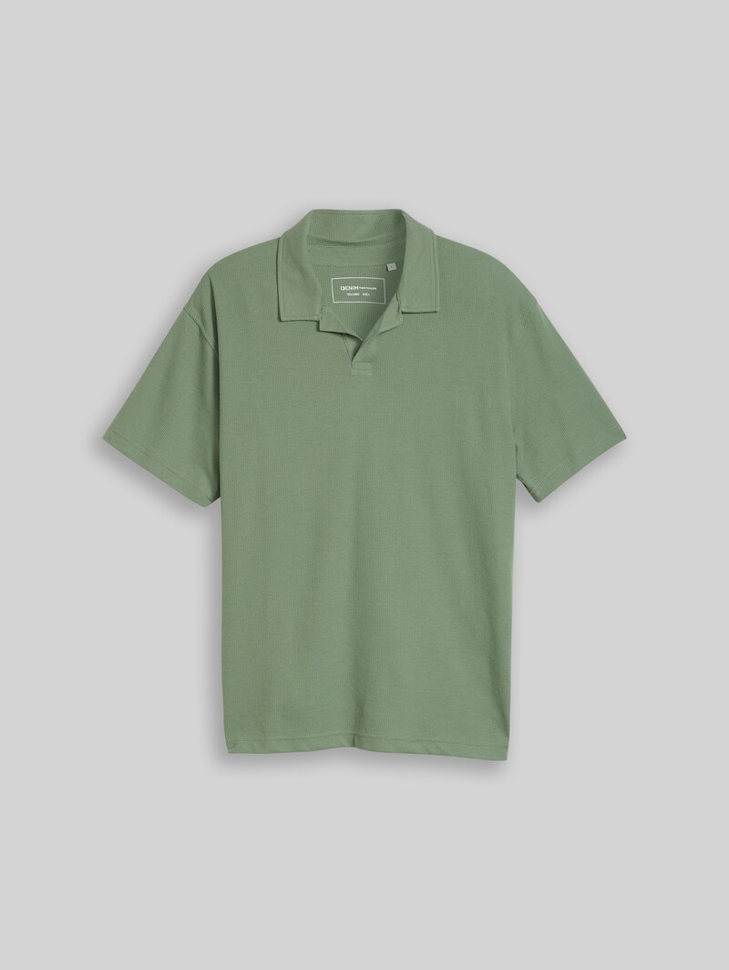 Tom Tailor Relaxed Fit Resort Poloshirt mit Waffelstruktur - Sea Spray
