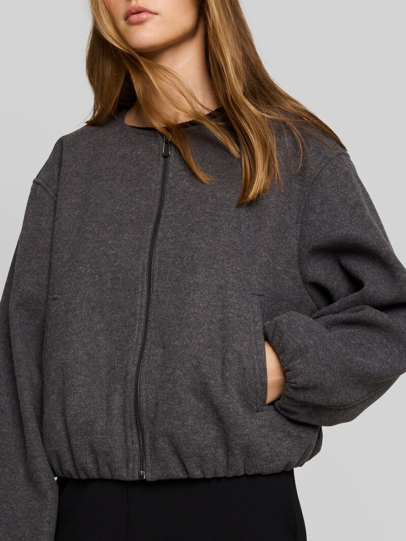 Tom Tailor Blouson Jacke in Melange-Optik - Dark Coal Grey Melange