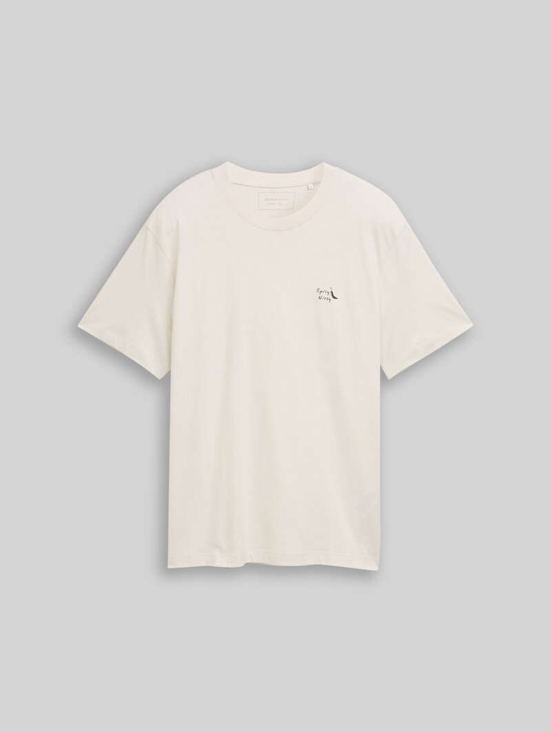 Tom Tailor Relaxed Fit T-Shirt aus Baumwolle - Greyish White