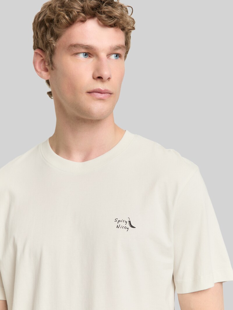 Tom Tailor Relaxed Fit T-Shirt aus Baumwolle - Greyish White