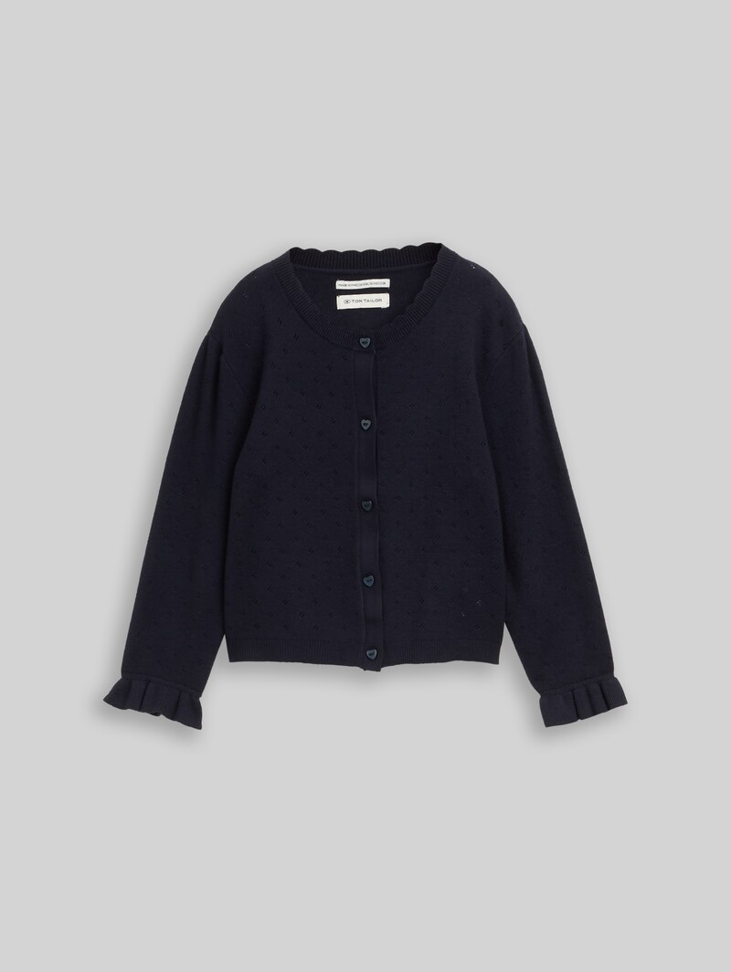 Tom Tailor Cardigan mit Lochmuster - Sky Captain Blue