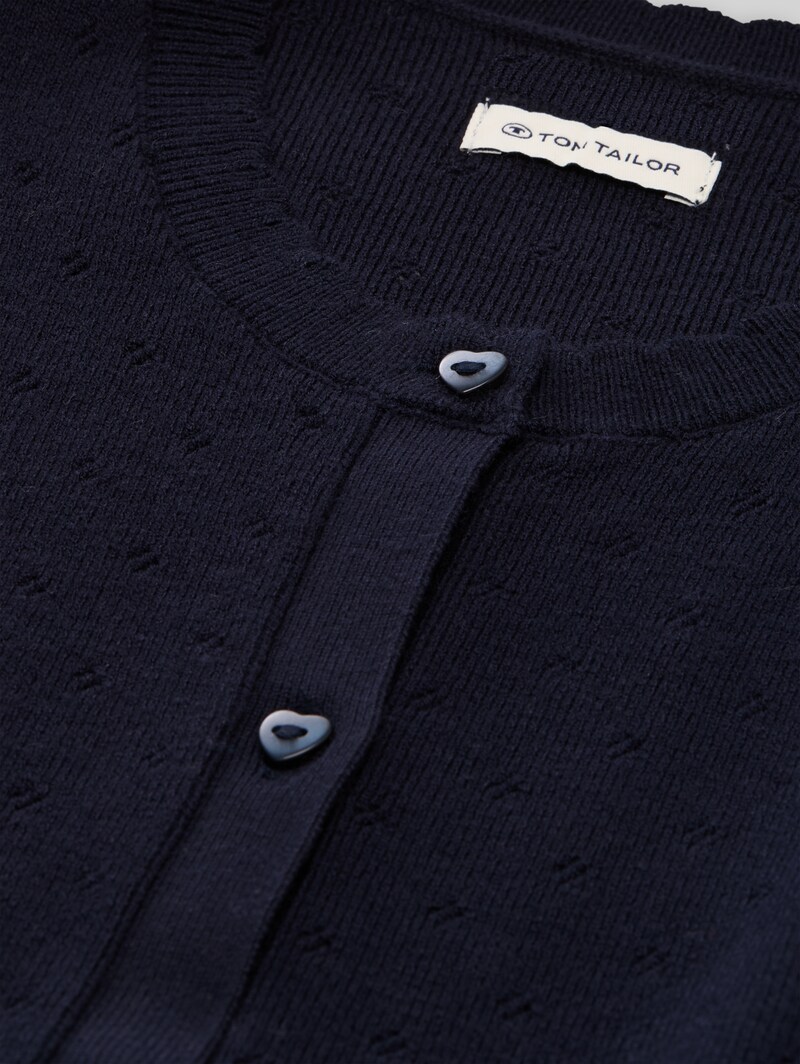 Tom Tailor Cardigan mit Lochmuster - Sky Captain Blue