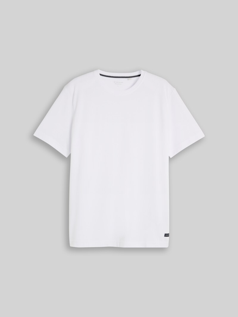 Tom Tailor Piqué T-Shirt mit Logo-Badge - White