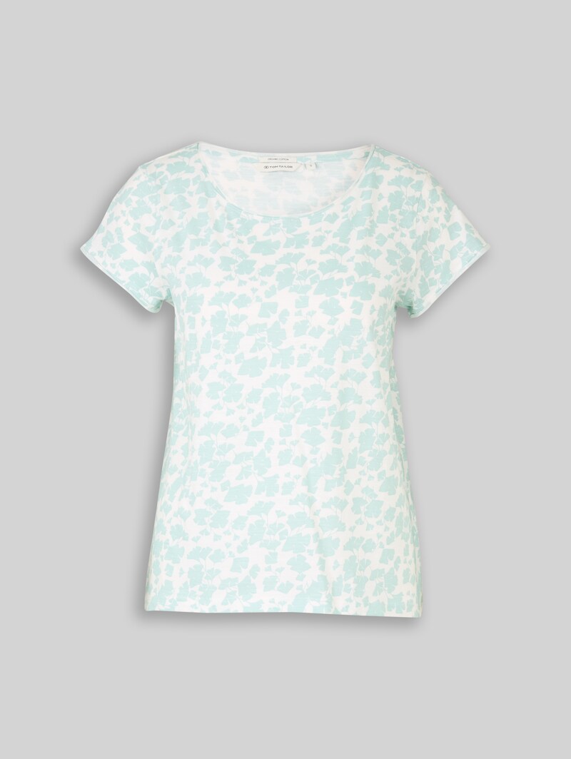 Tom Tailor T-Shirt aus Baumwolle - Green Ginkgo Minimal