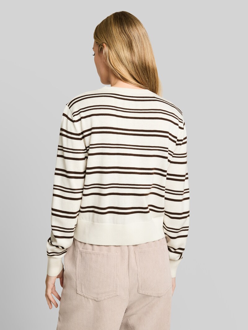Tom Tailor Cardigan mit Rundhalsausschnitt - Offwhite Brown Stripe