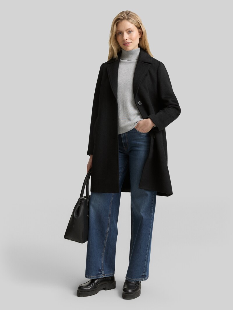 Tom Tailor Wollmantel mit Eingriffstaschen - Deep Black