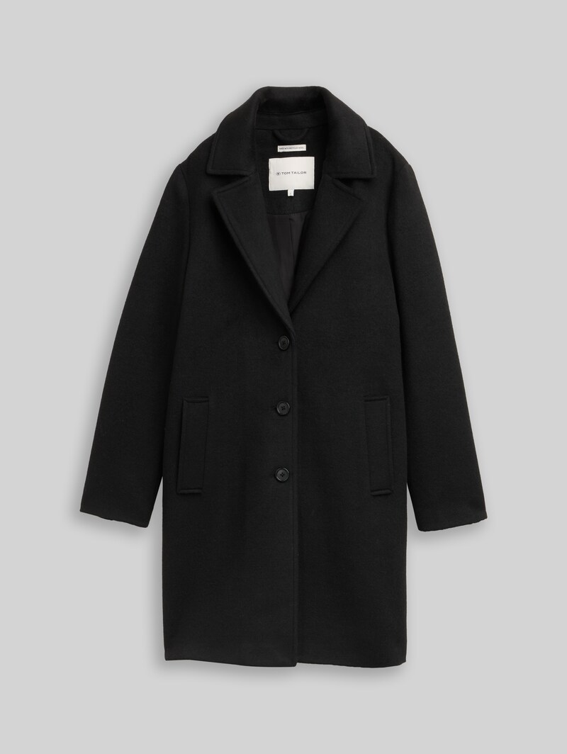Tom Tailor Wollmantel mit Eingriffstaschen - Deep Black