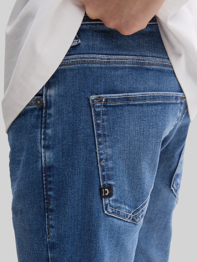 Tom Tailor TTAEDAN STRAIGHT Jeans mit Stretch - Used Mid Stone Blue Denim