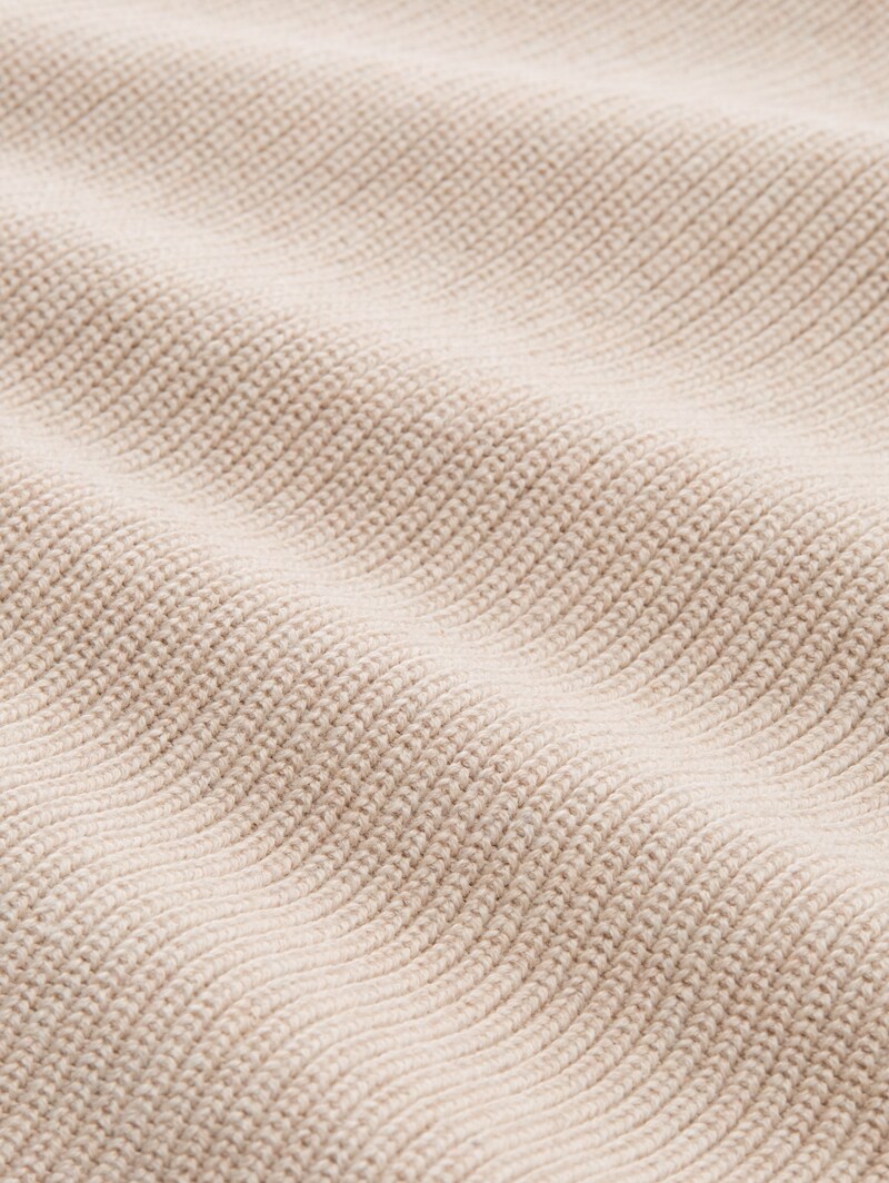 Tom Tailor Strickpullover mit V-Ausschnitt - Dusty Alabaster Melange