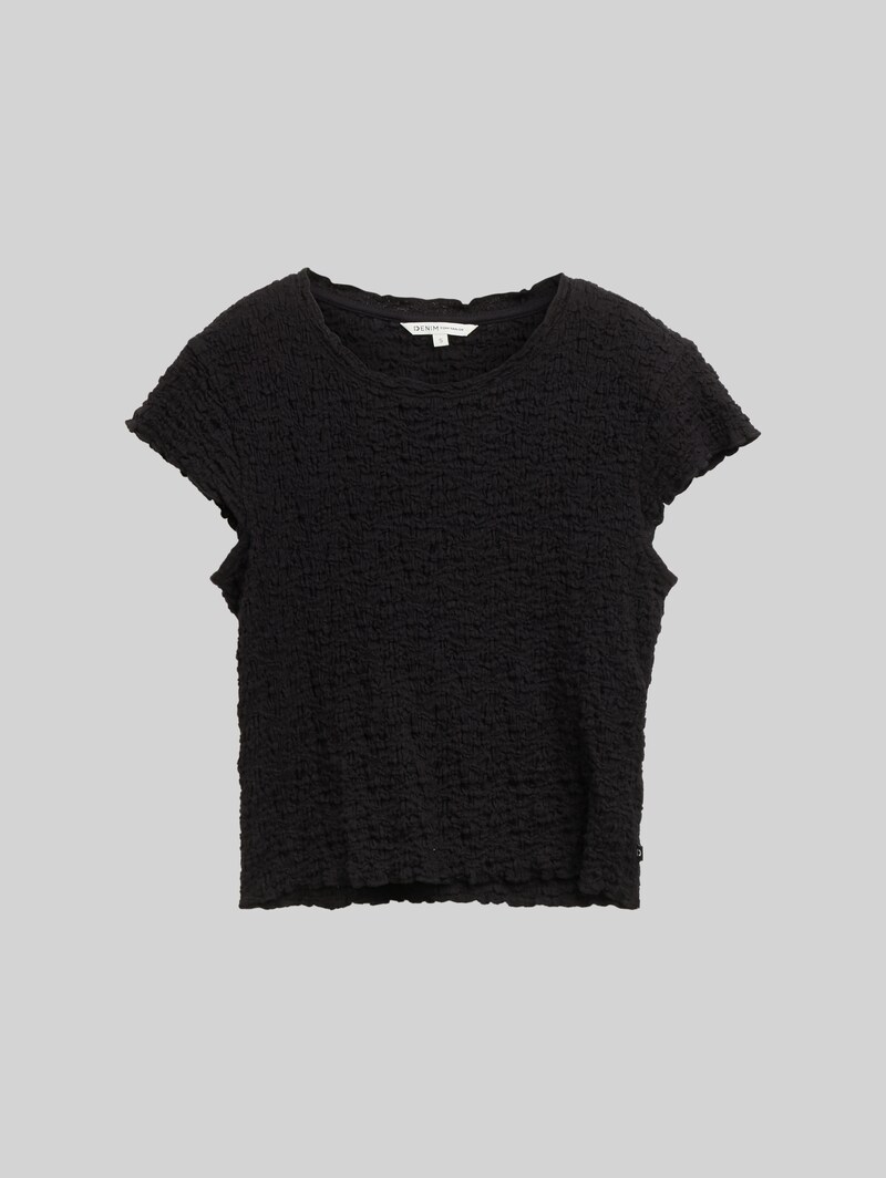 Tom Tailor Cropped Crinkle Bluse - Deep Black