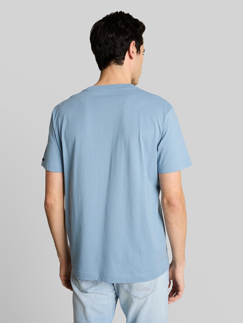 Tom Tailor T-Shirt aus Baumwolle mit Logo-Badge - Mountain Spring Blue