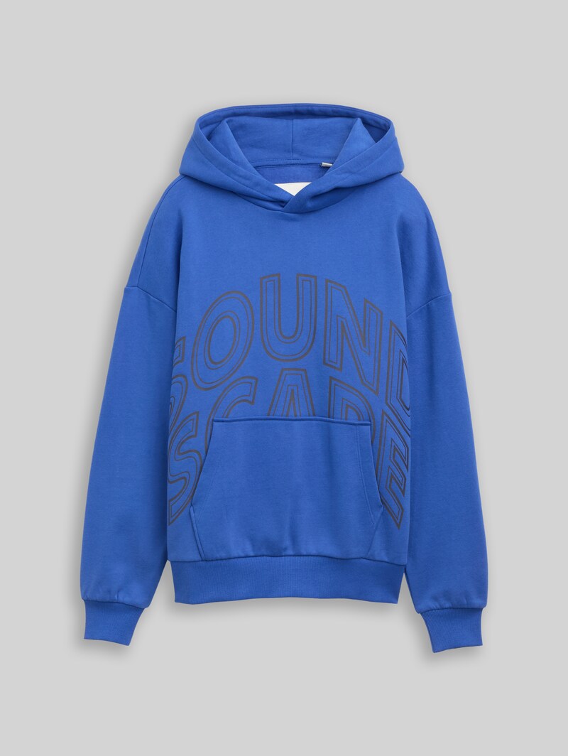 Tom Tailor Oversize Hoodie Sweatshirt mit Schriftzug - Beau Blue