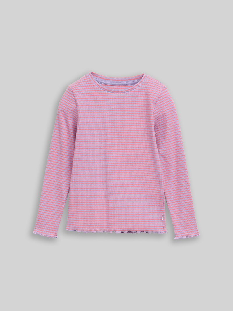 Tom Tailor Langarmshirt mit Streifenmuster - Coral And Purple Thin Stripe
