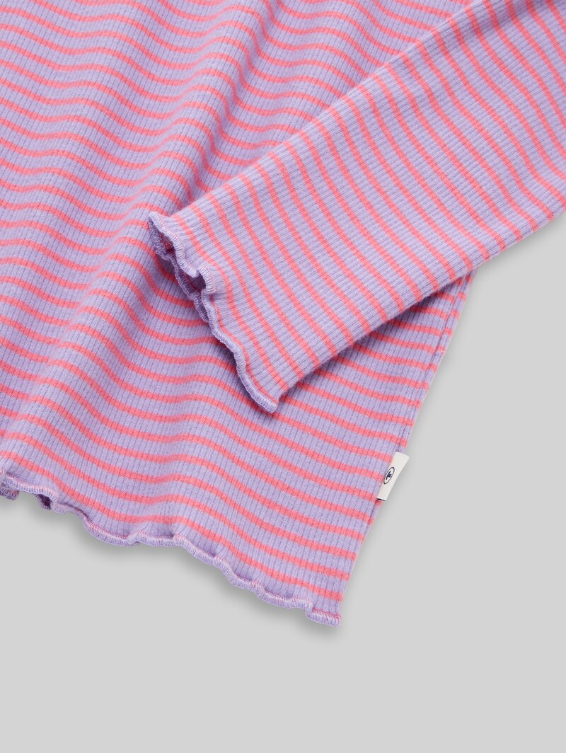 Tom Tailor Langarmshirt mit Streifenmuster - Coral And Purple Thin Stripe