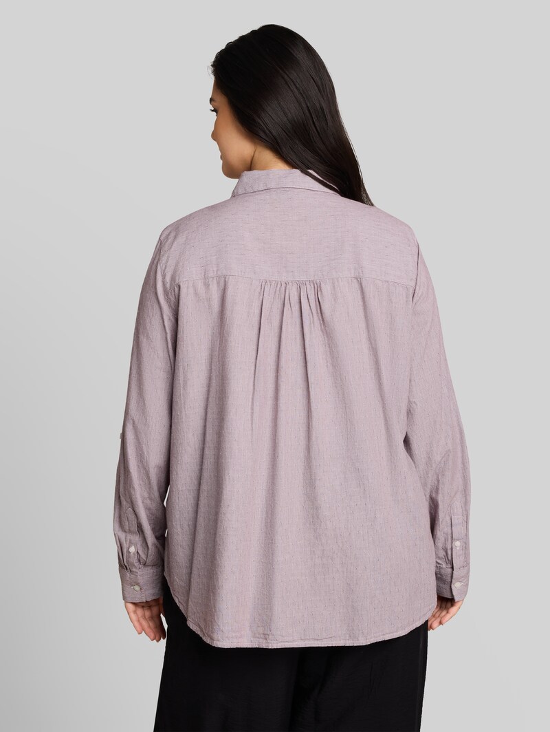 Tom Tailor Plus Size - Hemdbluse mit Turn-up-Funktion - Preppy Plum Dobby